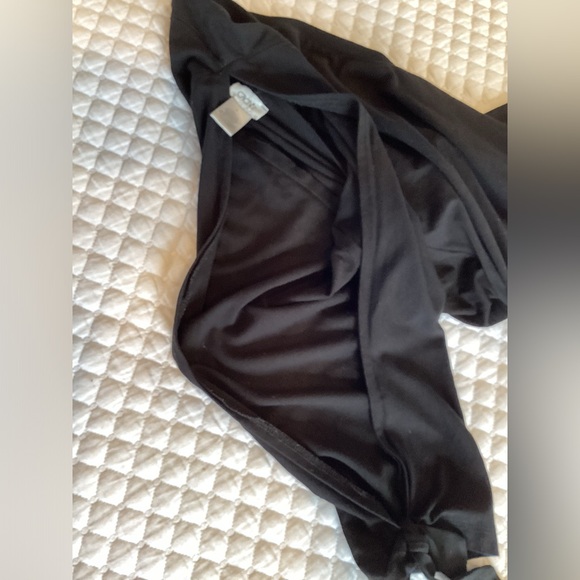 Cache Asymmetrical Ruched Side Open Sleeve Jersey Black Dress L - Picture 13 of 13